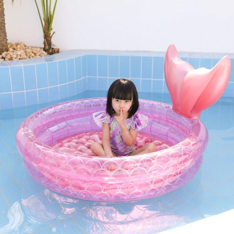Inflatable Mermaid Shape Pool Home Children Baby Pink Round Swimming Pool Floating Air Cushion, Size: 120cm by bashfashion