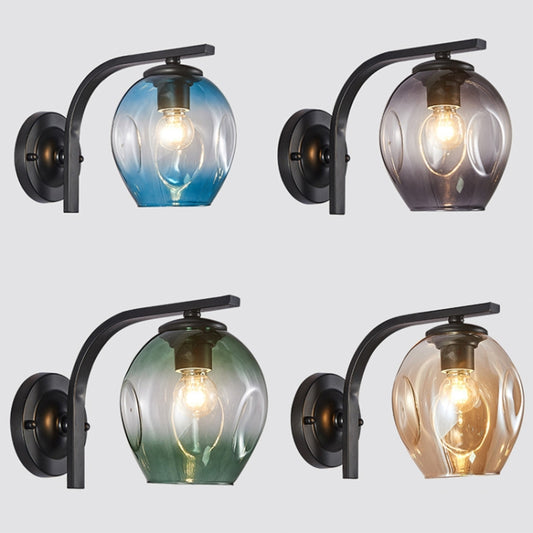 5W Warm Light Simple Bedroom Study Bedside Lamp LED Wall Lamp Creative Corridor Wall Lamp(2035 Black Gradient Green) by bashfashion