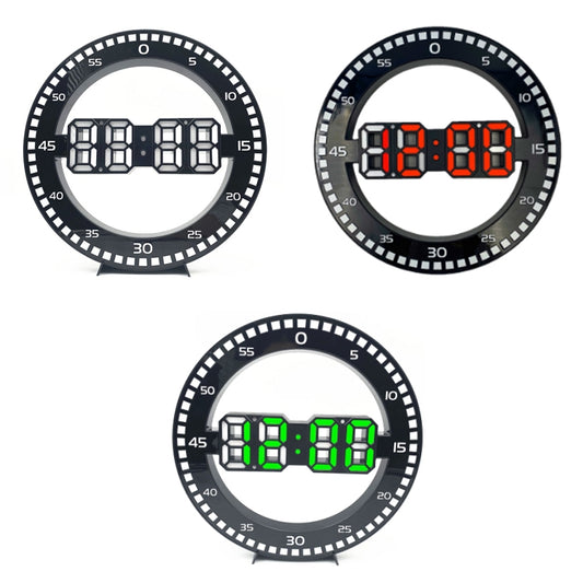 DS-3688L Living Room 3D Wall Clock Big Screen LED Electronic Clock, Colour: Black+Red by bashfashion