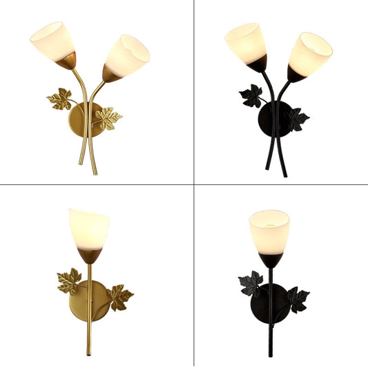 6014 Iron Wall Lights LED Bedroom Bedside Lights Postmodern Corridor Trump Light Hotel Restaurant Lighting, Power source: 12W Three-color Light( Gold Single Head) by bashfashion