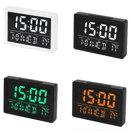 Large Screen LED Clock Bedside Multifunctional Electronic Alarm Clock(Black Shell White Light) by bashfashion