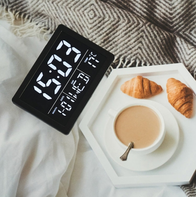 Large Screen LED Clock Bedside Multifunctional Electronic Alarm Clock(Black Shell White Light) by bashfashion