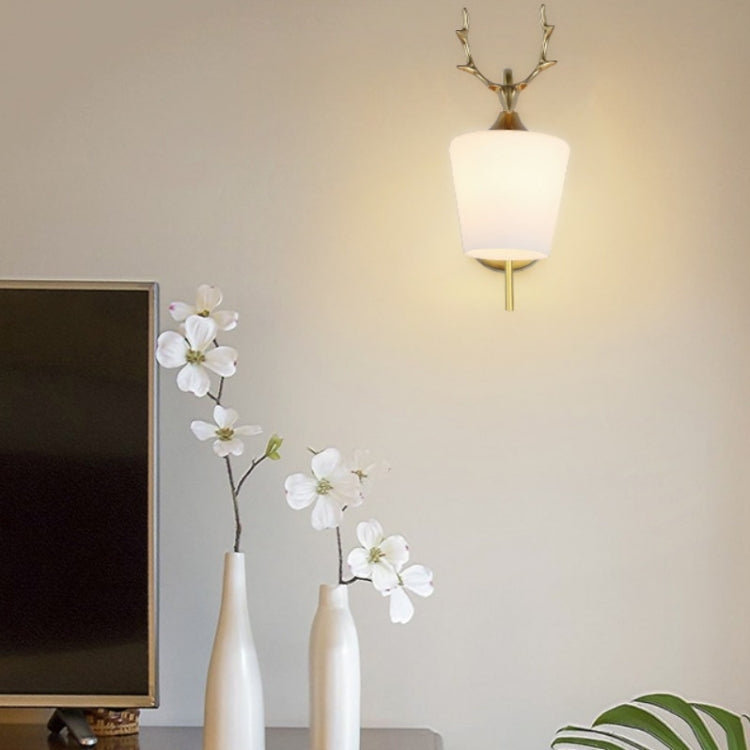 LED Glass Wall Bedroom Bedside Lamp Living Room Study Staircase Wall Lamp, Power source: Without Light Bulb(6106 Golden Milk White) by bashfashion