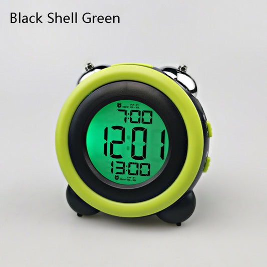 0705 Big Volume Simple Three-Dimensional LED Alarm Clock Mute Luminous Electronic Clock(Black Shell Green) by bashfashion
