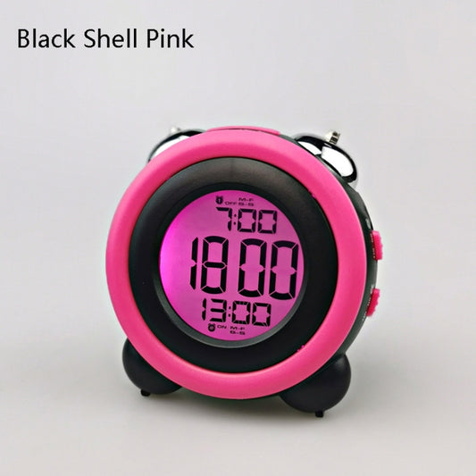 0705 Big Volume Simple Three-Dimensional LED Alarm Clock Mute Luminous Electronic Clock(Black Shell Pink) by bashfashion
