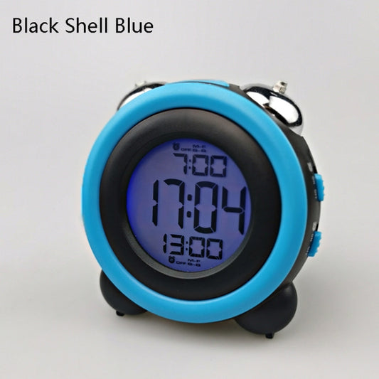 0705 Big Volume Simple Three-Dimensional LED Alarm Clock Mute Luminous Electronic Clock(Black Shell Blue) by bashfashion