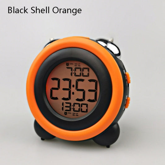 0705 Big Volume Simple Three-Dimensional LED Alarm Clock Mute Luminous Electronic Clock(Black Shell Orange) by bashfashion