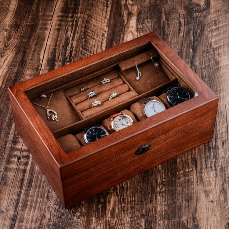 Wooden Watch Storage Box Jewelry Double-Layer Storage Display Box With Lock by bashfashion