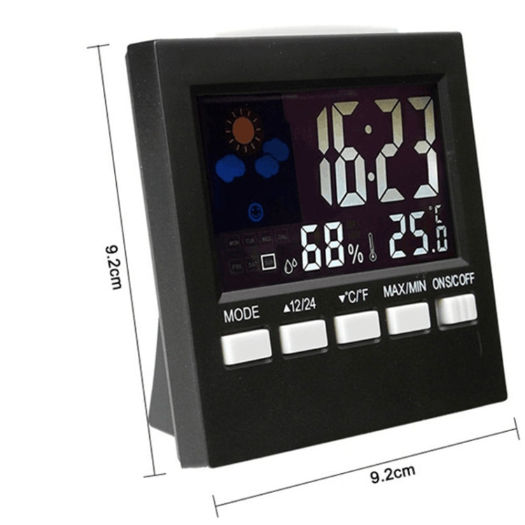 2159 Household Temperature And Humidity Display Alarm Clock Indoor Electronic Digital Display Multi-Function Color Screen Clock(Black) by bashfashion