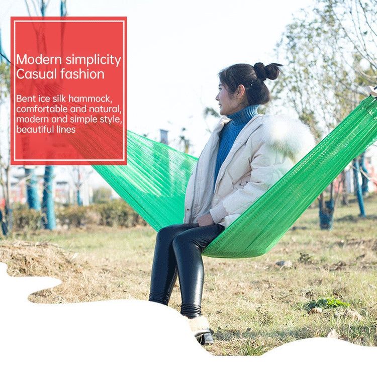 Bending Ice Silk Mesh Hammock Outdoor Hanging Bed Camping Anti-Sidewall Hammock Swing, Size: 190x130 cm(Green) by bashfashion