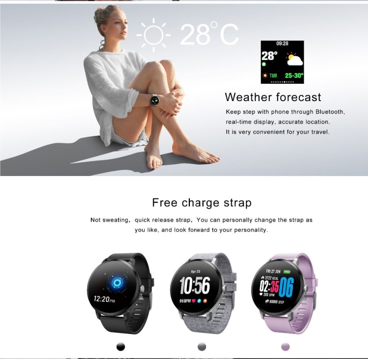 V11 Smartwatch Real-time Heart Rate Blood Pressure Monitor Multi-sport mode Breathing Light Smart Watch for Android IOS Phone(Pink Silicone) by bashfashion
