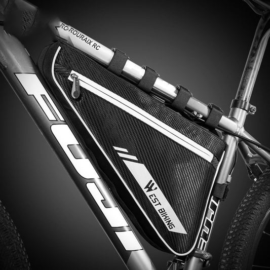 WEST BIKING YP0707254 4L Bicycle Triangle Bag Mountain Bike Large Capacity Front Beam Reflective Waterproof Bag Riding Equipment(Black) by WEST BIKING