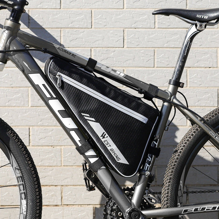 WEST BIKING YP0707254 4L Bicycle Triangle Bag Mountain Bike Large Capacity Front Beam Reflective Waterproof Bag Riding Equipment(Black) by WEST BIKING