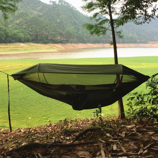 Parachute Cloth Anti-Mosquito Sunshade With Mosquito Net Hammock Outdoor Single Double Swing Off The Ground Aerial Tent 270x140cm (Army Green) by bashfashion