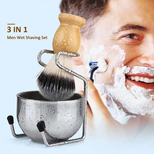 B3004 3 Pcs/Set Men Styling Tools Nylon Beard Brush Rack Foam Bowl(3 Pcs/Set) by bashfashion