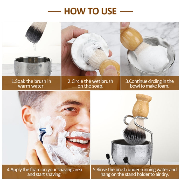 B3004 3 Pcs/Set Men Styling Tools Nylon Beard Brush Rack Foam Bowl(3 Pcs/Set) by bashfashion