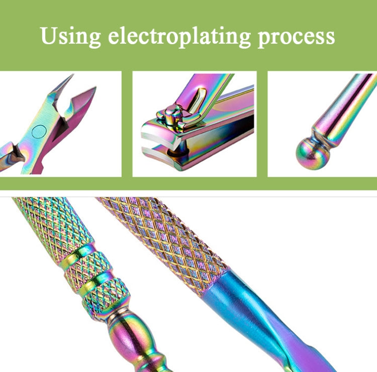 2 In 1 FABIYAN Color Titanium Nail Art Tool Set Dead Skin Shears Steel Push Nail File Pliers by bashfashion