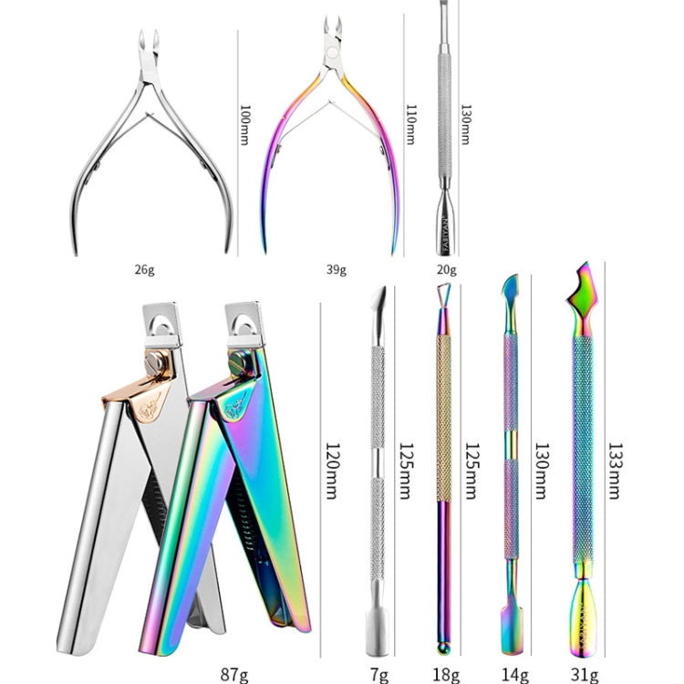 FABIYAN Nail Art Scissors Set Stainless Steel Nail Clippers Dead Skin Scissors Remover Steel Push, Specification: Set 4 by FABIYAN