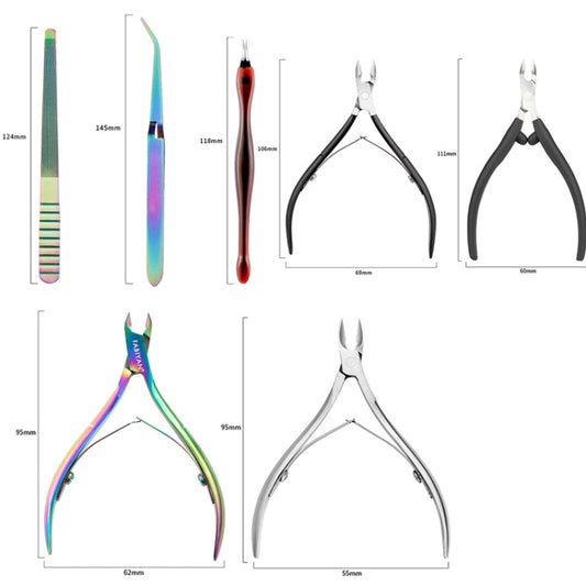 FABIYAN Stainless Steel Dead Skin Shear Steel Push Nail Art Tool Set, Specification: Set 13 by bashfashion