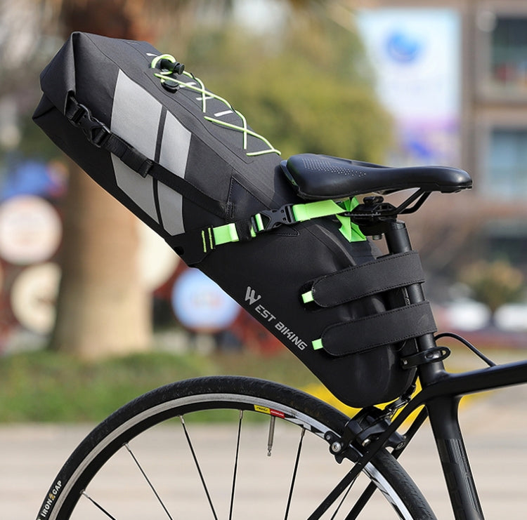10L West Biking Bicycle Bag Full Waterproof Reflective Tail Bag Long-Distance Capacity Rear Seat Bag by West Biking