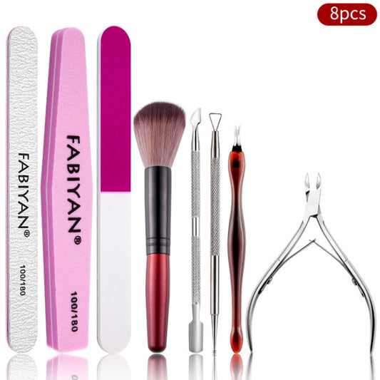 FABIYAN Nail Art Tool Set Manicure Disarm Tool Set, Specification: 8-piece Set by FABIYAN