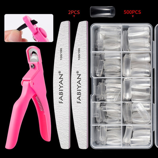FABIYAN Nail Brush Nail Piece Set Nail Art Polishing Supplies Set, Specification: Transparent Semi-sticked Small Set by FABIYAN
