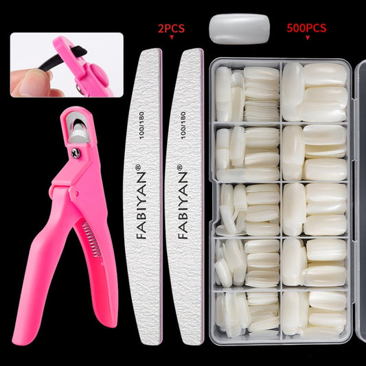 FABIYAN Nail Brush Nail Piece Set Nail Art Polishing Supplies Set, Specification: Natural Full-sticked Small Set by FABIYAN