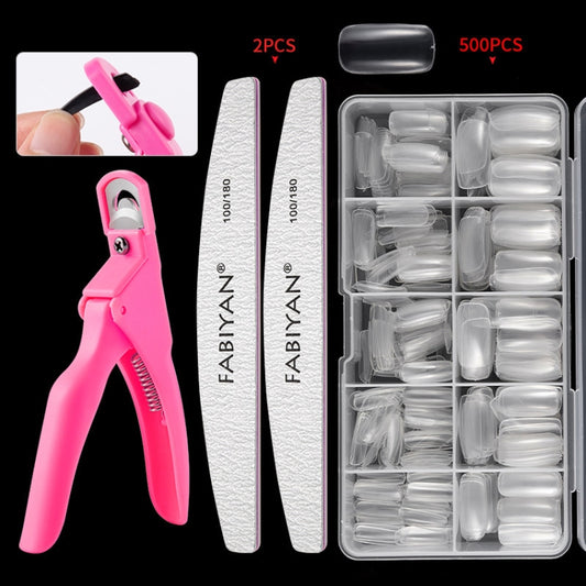 FABIYAN Nail Brush Nail Piece Set Nail Art Polishing Supplies Set, Specification: Transparent Full-sticked Small Set by FABIYAN