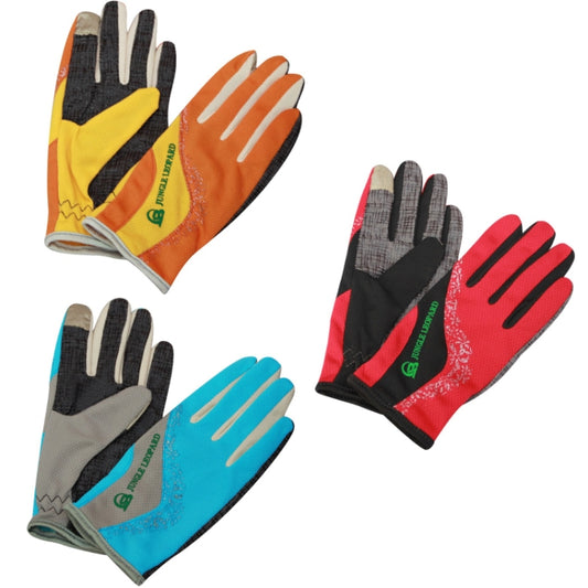 JUNGLE LEOPARD Outdoor Sports Mountaineering Full Finger Gloves Mesh Touch Screen Anti-Skid Gloves, Size: M(Orange+Yellow) by JUNGLE LEOPARD