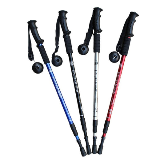 JUNGLELEOPARD 3-Section Straight Handle Aluminum Trekking Pole Multifunctional Walking Hand Crutches, Length: 66-135cm(Red) by JUNGLELEOPARD