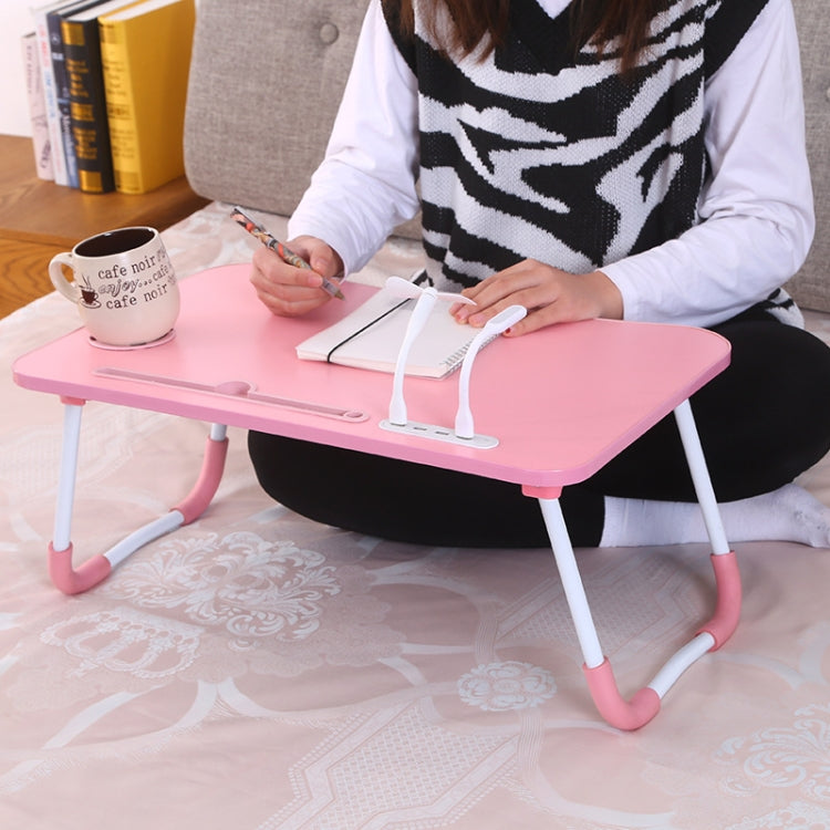 USB Folding Computer Desk With Fan & Lamp, Size: 60x40x28cm(Teenage Pink) by bashfashion