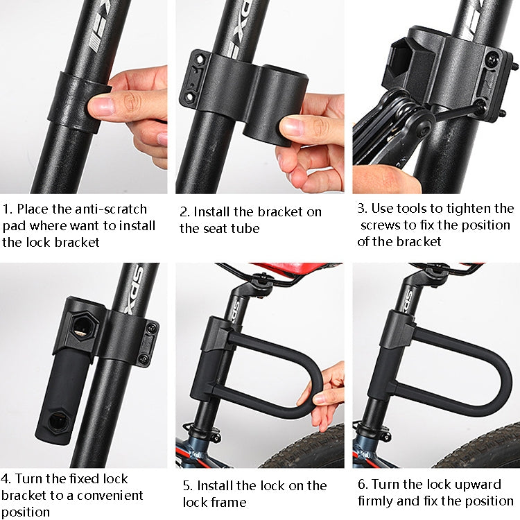 West Biking Bike Lock Motorcycle Wire Lock Anti-Hydraulic Pressure Cut Anti-Theft Lock, Specification: U-shaped Lock+Cable by WEST BIKING