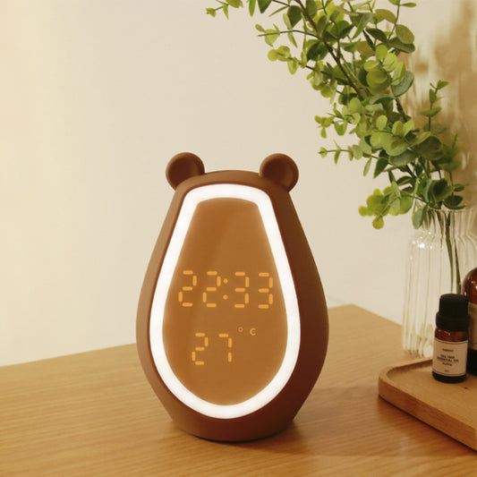 Bear Alarm Clock LED Digital Silent Bedside Lamp Bluetooth Speaker USB Charging Children Cartoon Night Light(Bluetooth+Small Program Version) by bashfashion