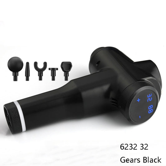 Muscles Relax Massager Portable Fitness Equipment Fascia Gun, Specification: 6232 32 Gears Black(UK Plug) by bashfashion