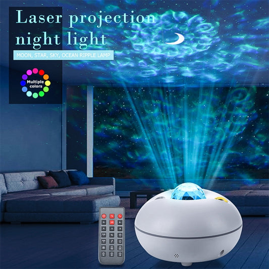 LED Watermark Remote Control Projection Starry Sky Light Laser Projection Light Atmosphere Night Light(Black) by bashfashion