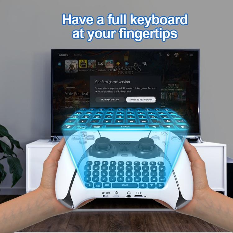 JYS-P5121 Bluetooth Wireless Handle Keyboard Can Chat Voice External Keyboard Suitable For PS5, Note: Without Handle (Grey) by bashfashion