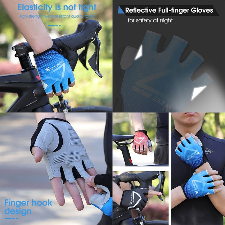 WEST BIKING YP0211215 Riding Gloves Summer Half Finger Breathable Outdoor Cycling Gloves, Size: XXL(Blue) by WEST BIKING