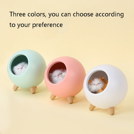 Pet Housing Bluetooth Nightlight Rechargeable Little Cat Desktop Night Light(Pink) by bashfashion