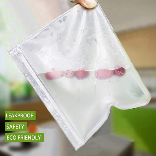5 in 1 Translucent Frosted PEVA Food Preservation Bag Refrigerator Food Storage Bag Self-Sealing Food Bag Set(NO.1x5) by bashfashion