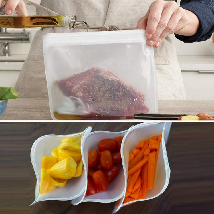 5 in 1 Translucent Frosted PEVA Food Preservation Bag Refrigerator Food Storage Bag Self-Sealing Food Bag Set(NO.2x5) by bashfashion
