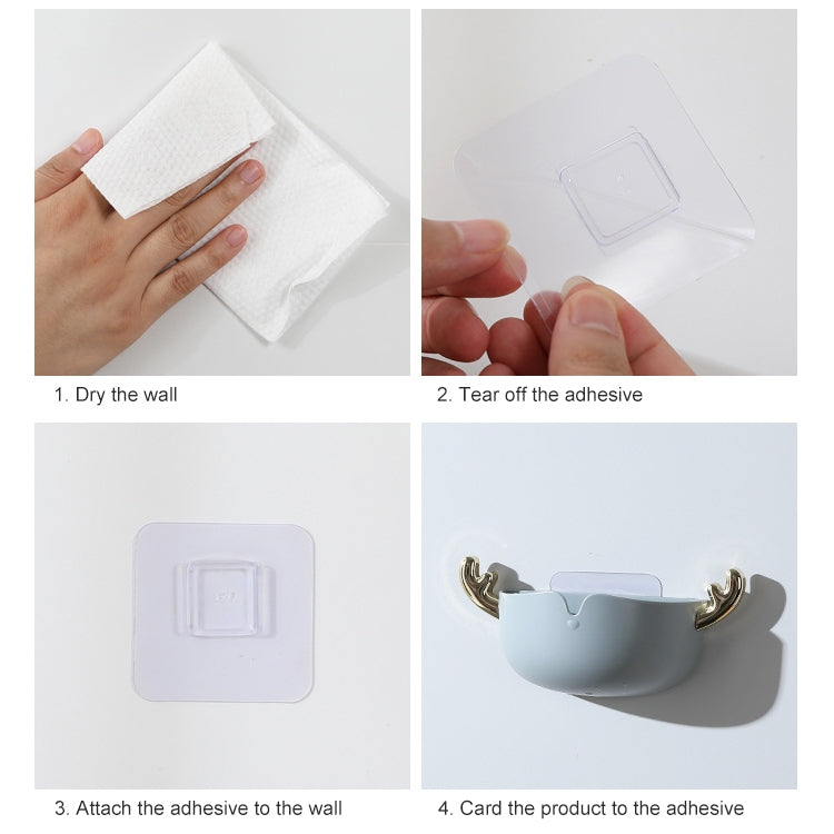 Cartoon Animal Cute Deer Soap Holder Seamless Wall-Mounted Bathroom Storage Box( Gray) by bashfashion