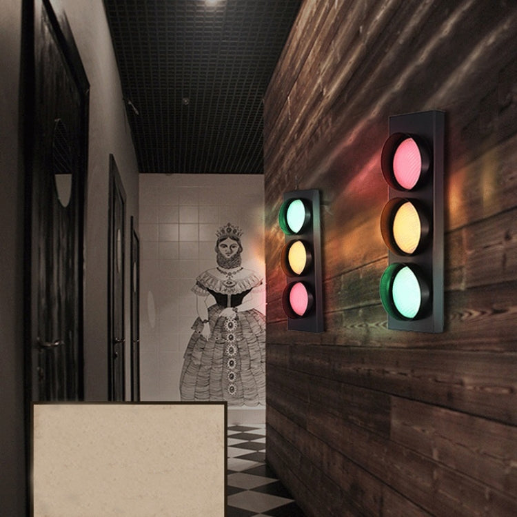 5W x 3 Retro Bar Restaurant Traffic Light Wrought Iron Engineering Glass LED Indoor Signal Wall Light(Red Yellow Green) by bashfashion