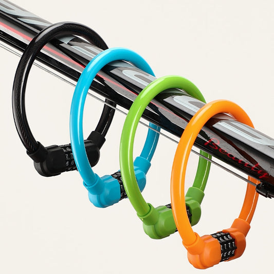 Bicycle Portable Four Password Ring Locks Outdoor Anti-Theft Lock(Black) by bashfashion