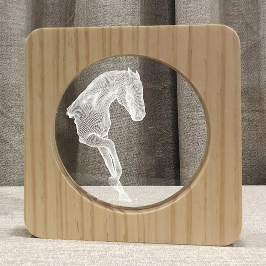 FS-A3762W 3D Horse Wooden Table Lamp Bedroom Night Light(Warm White Light) by bashfashion