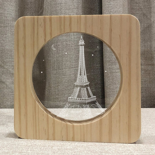 FS-A2821-02W Eiffel Tower Shape USB Solid Wood Table Lamp LED Night Light(Warm White Light) by bashfashion