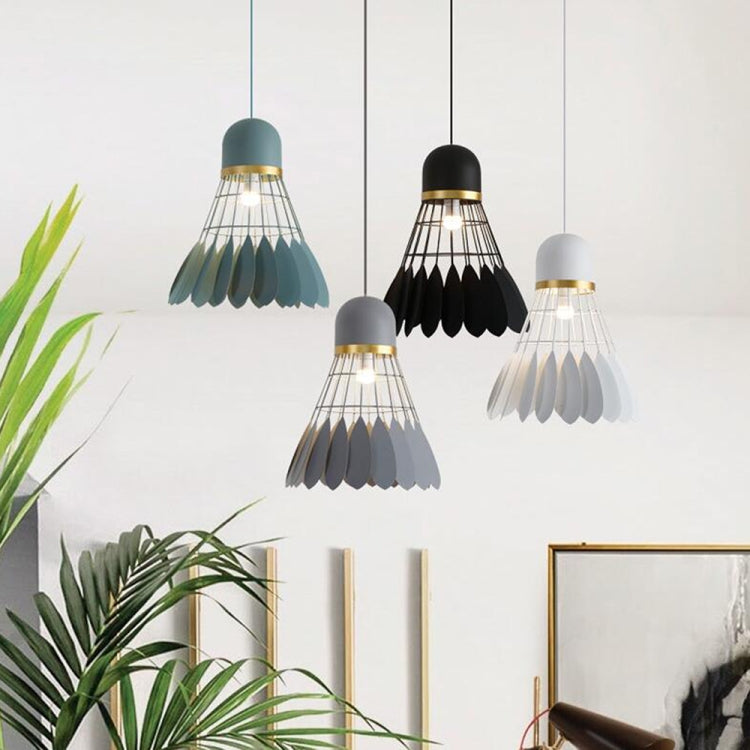 6523 Wrought Iron Badminton Restaurant Hanging Light Bar Bedroom Bedside Balcony Chandelier(Small Green) by bashfashion