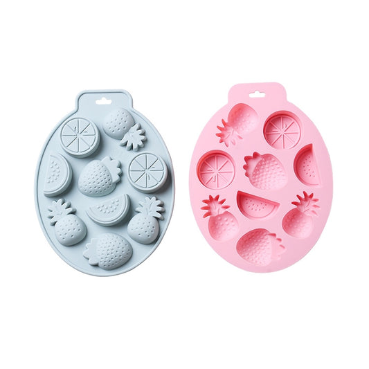 2 PCS Summer Fruit Style Cake Chocolate Baking Mold Silicone DIY Ice Cube Mold(Pink) by bashfashion