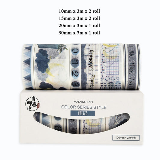 Hand Account Sticker Cute Girl Salt Hand Account Decoration Tape Diy Sticker Set(Rain Notes) by bashfashion