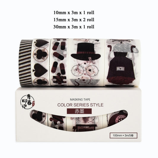 Hand Account Sticker Cute Girl Salt Hand Account Decoration Tape Diy Sticker Set(Red Ink) by bashfashion