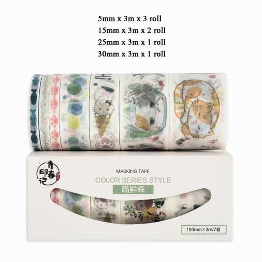 Hand Account Sticker Cute Girl Salt Hand Account Decoration Tape Diy Sticker Set(Cat) by bashfashion